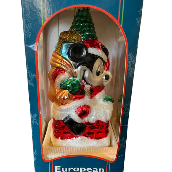 VTG DISNEY Mickey Mouse Blown Glass RARE Christmas Ornament SANTAS BEST 1997 - Picture 9 of 9